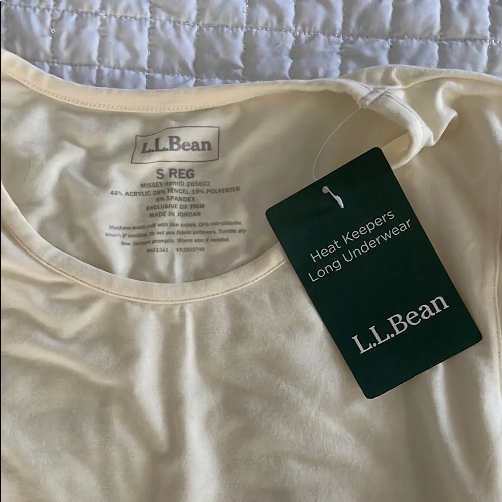 L.L. Bean Cream Fitted Long Sleeve T-Shirt-NWT- “Heat keepers long underwear” - Picture 2 of 4